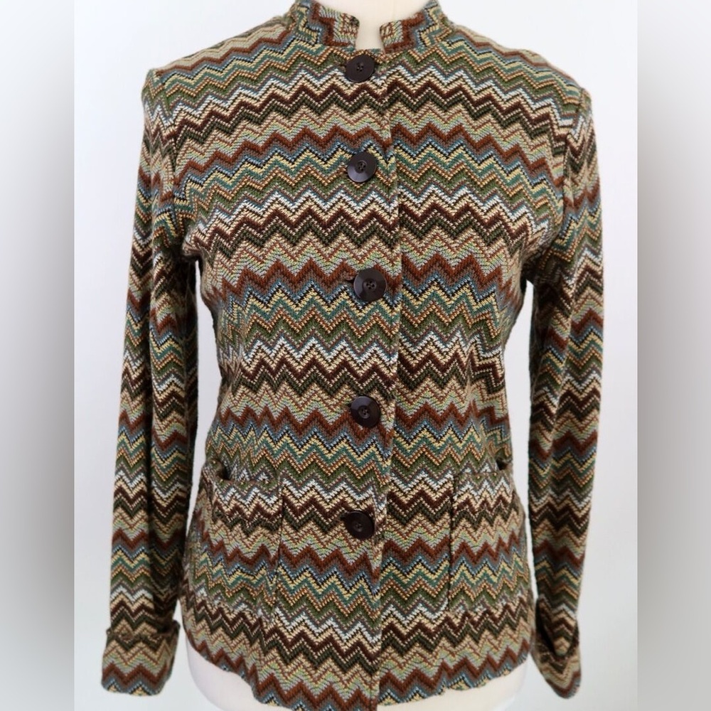 Women’s Charter club Chevron Knit Cotton Wool blend Sweater Jacket